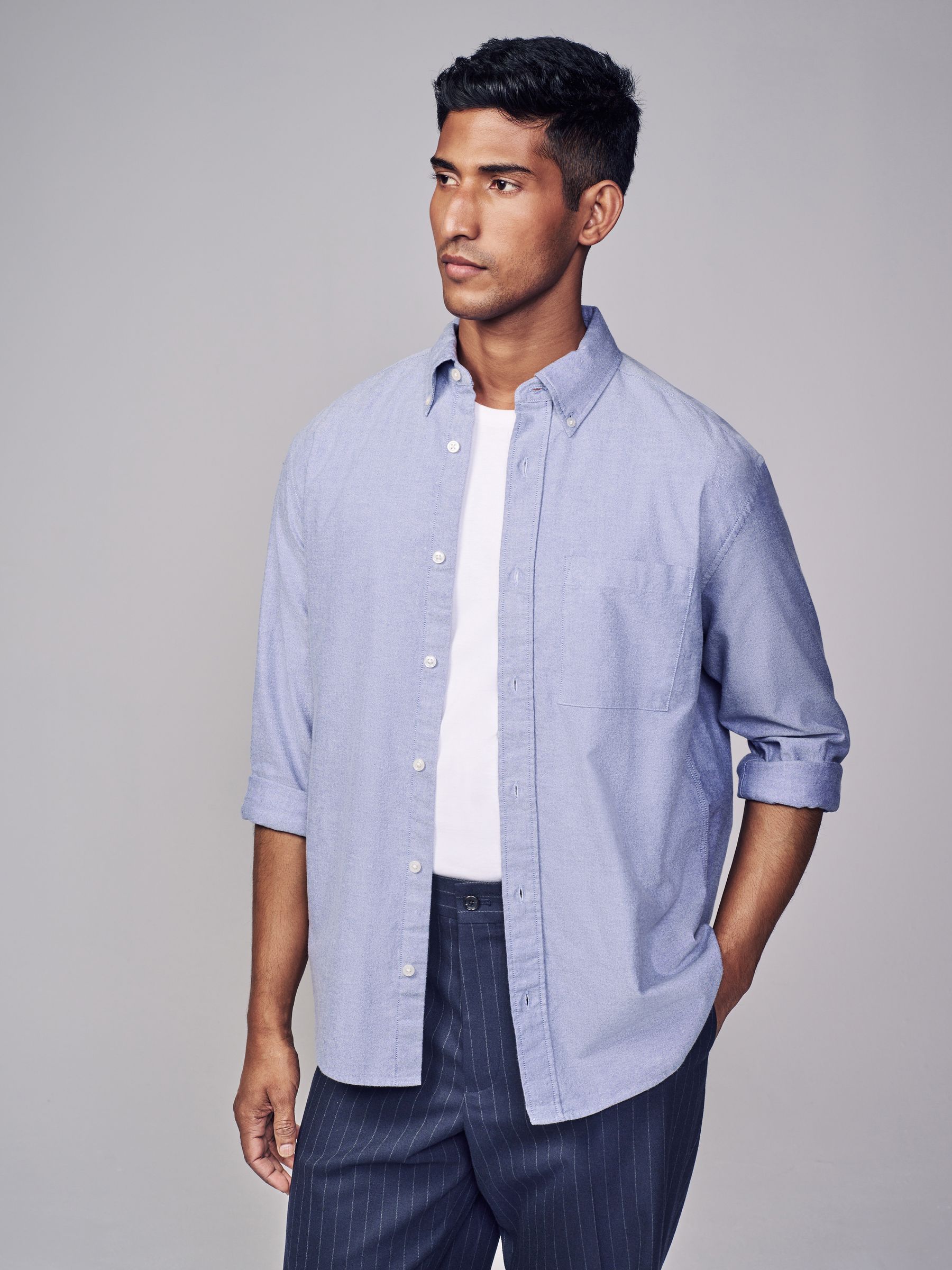Lichtblauw - Soft Touch Oxford Long Sleeve Shirt