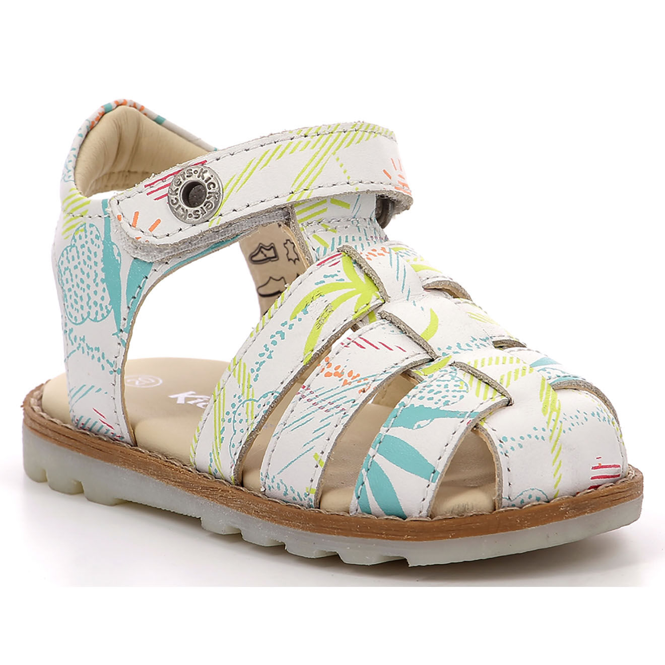 Kickers Sandales en Cuir Nonosti blanc/sunshine