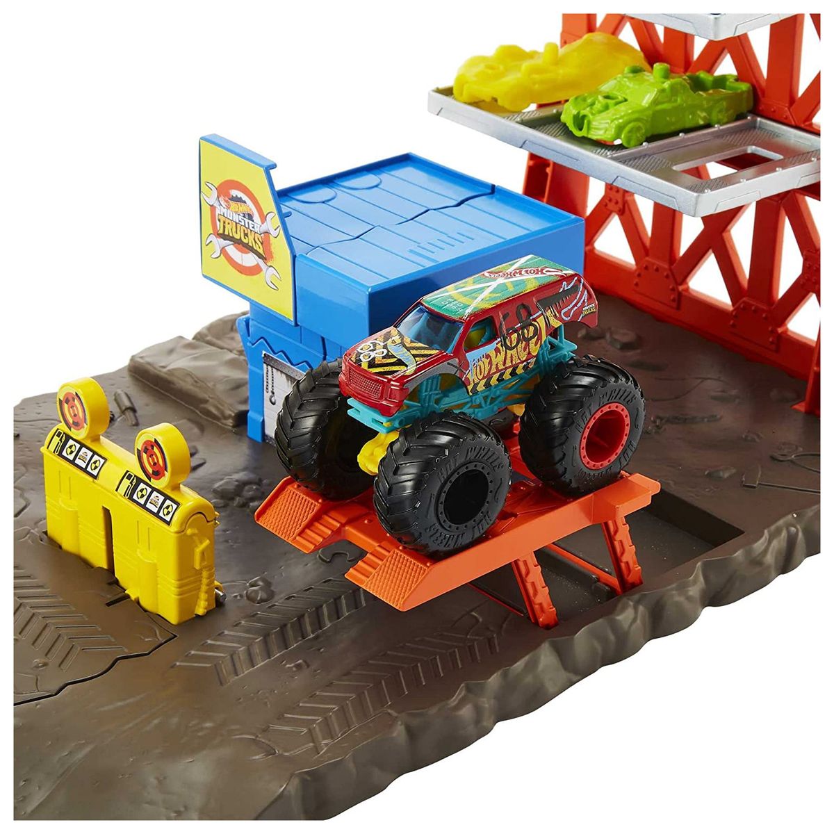 Mattel HFB12 - Hot Wheels - Monster Trucks - Blast Station inkl. Fahrzeug, Spielset