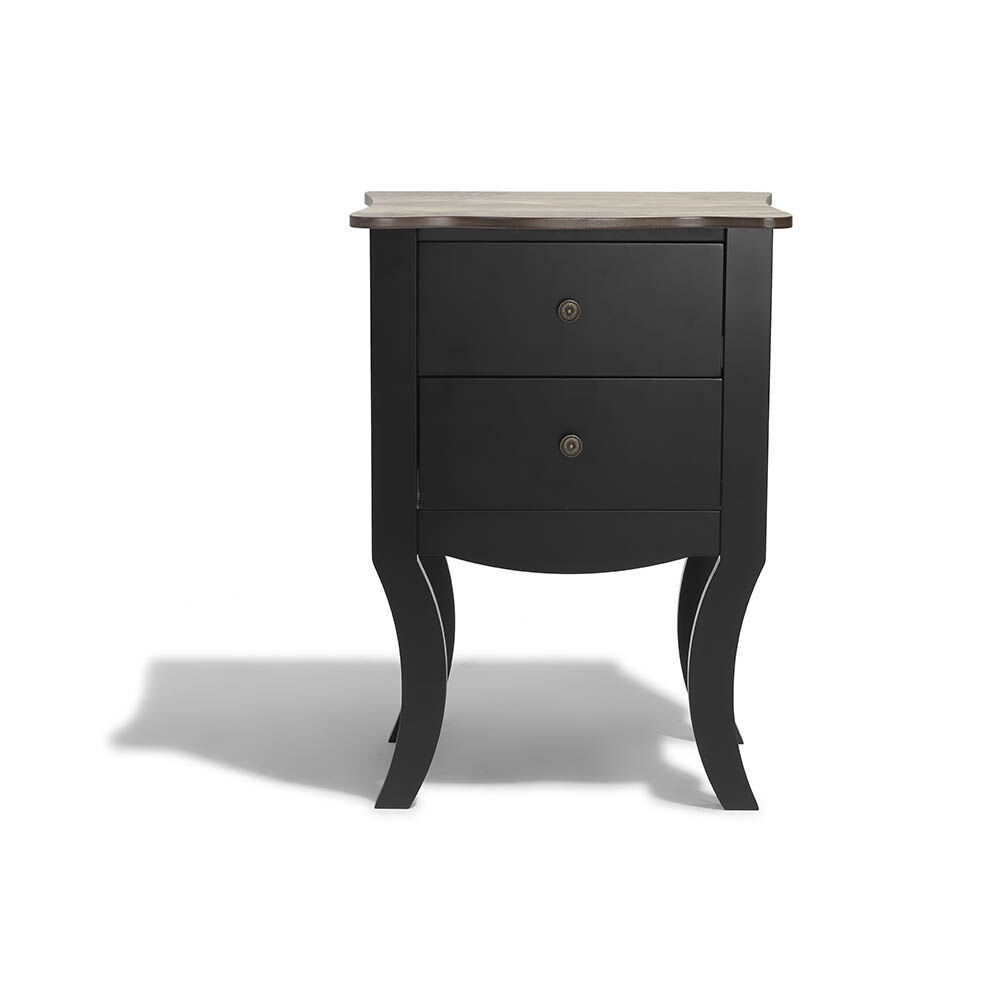 Table de chevet Birmingham noire 2 tiroirs