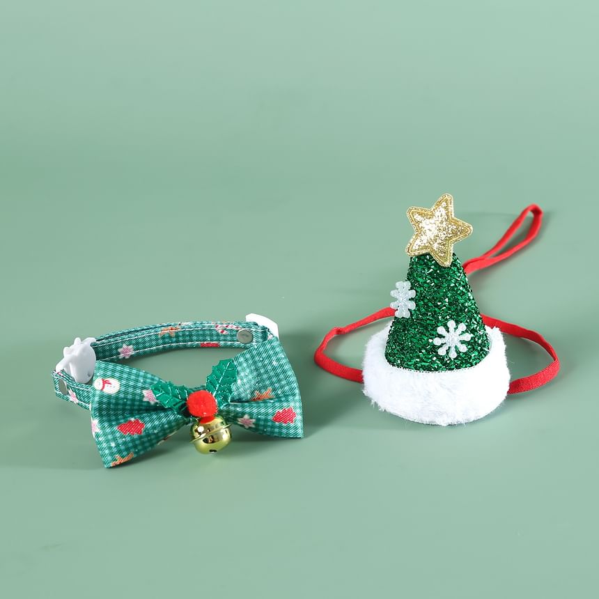 2night - Kerststrik huisdierhalsband / hoed / set (verschillende ontwerpen)