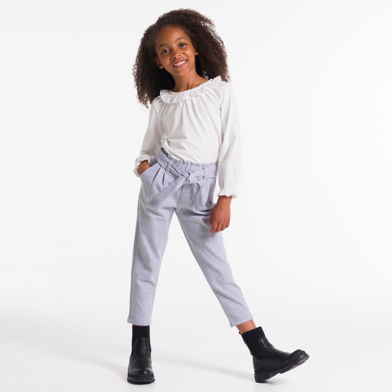 T-shirt à col collerette blanc Fille