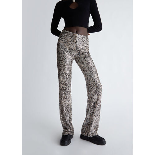 Liu Jo - Pantalón con estampado animal y lentejuelas Multicolor
