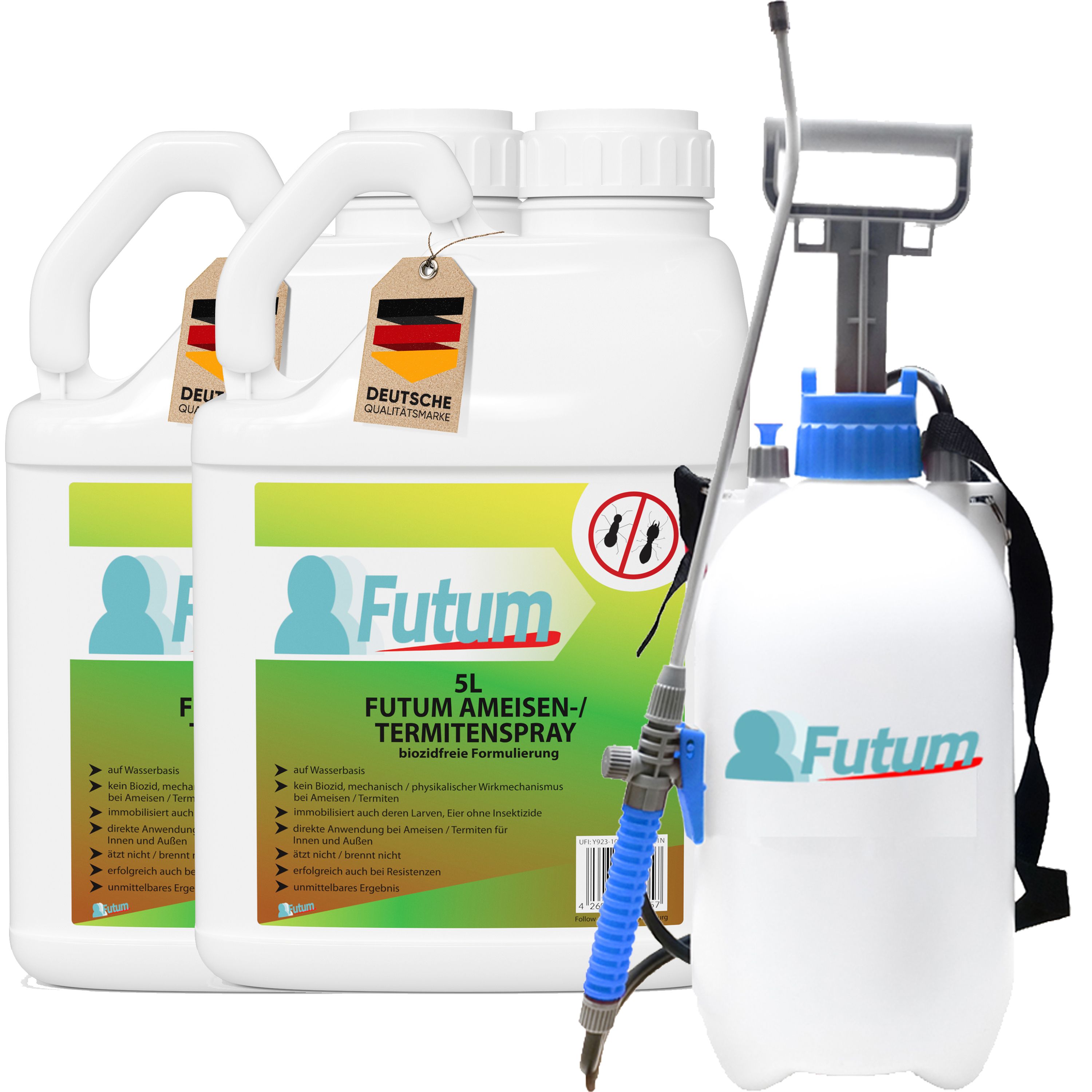 FUTUM 2x5L Ameisen- / Termitenspray + 5L Sprüher
