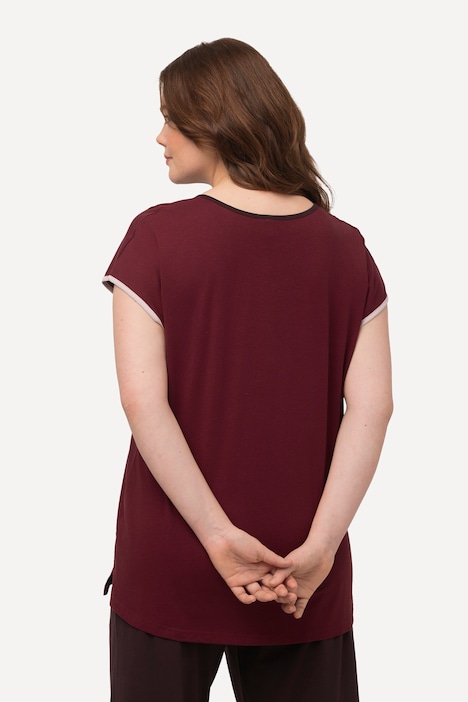 Pyjama-T-Shirt, Paspel, Rundhals, Halbarm, Biobaumwolle