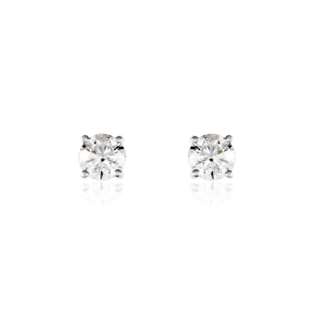 Boucles D'oreilles Puces Victoria Or Blanc Diamant