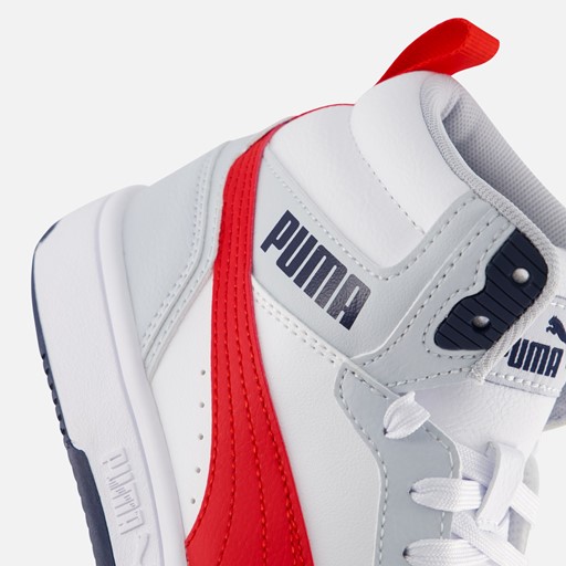 Puma Rebound v6 Mid Sneakers wit Imitatieleer