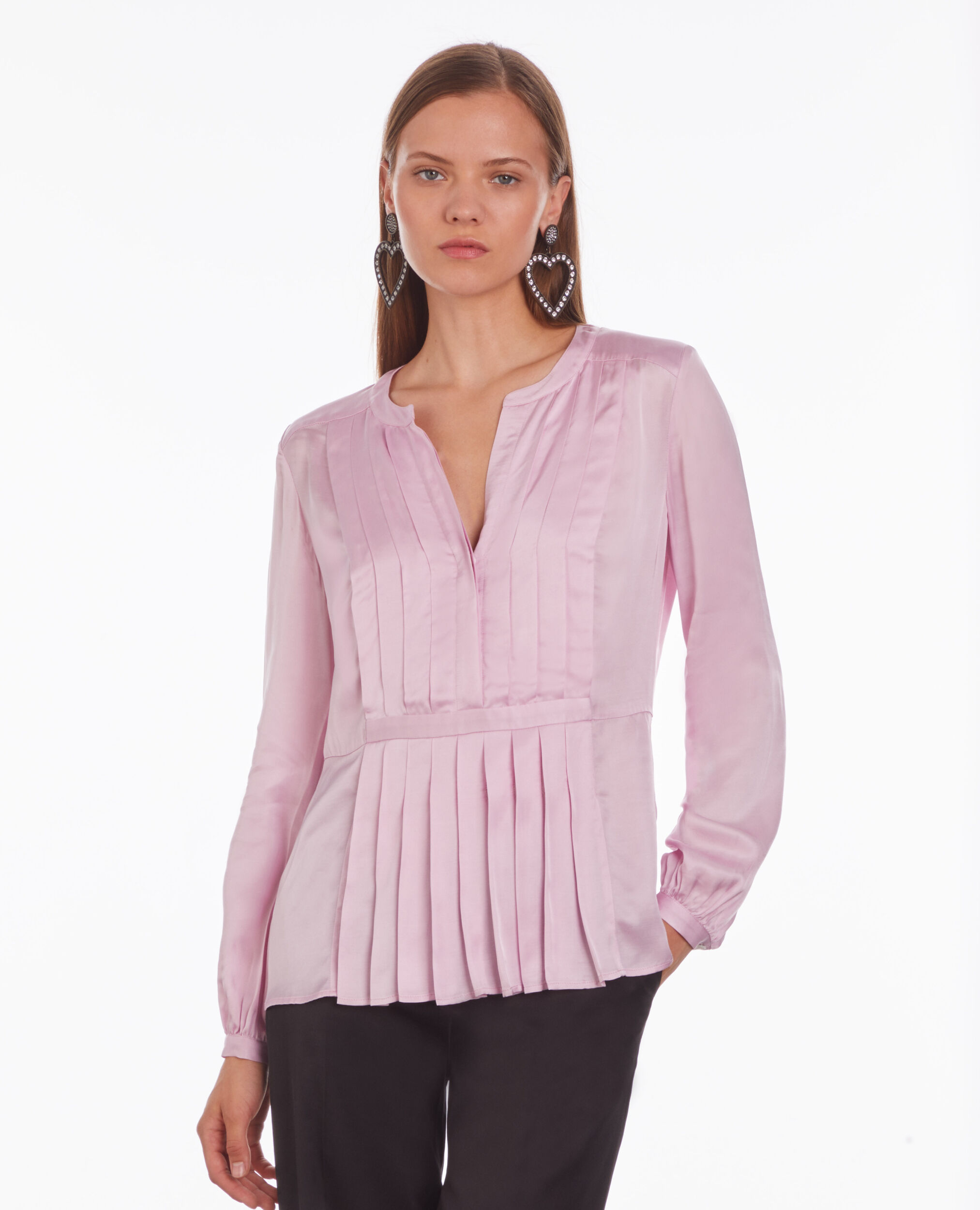 Top rose avec plissage