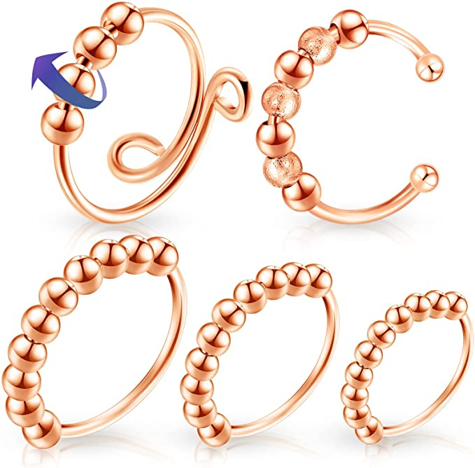 (3er Set) Anti Stress Fidget Finger Ring - Roségold