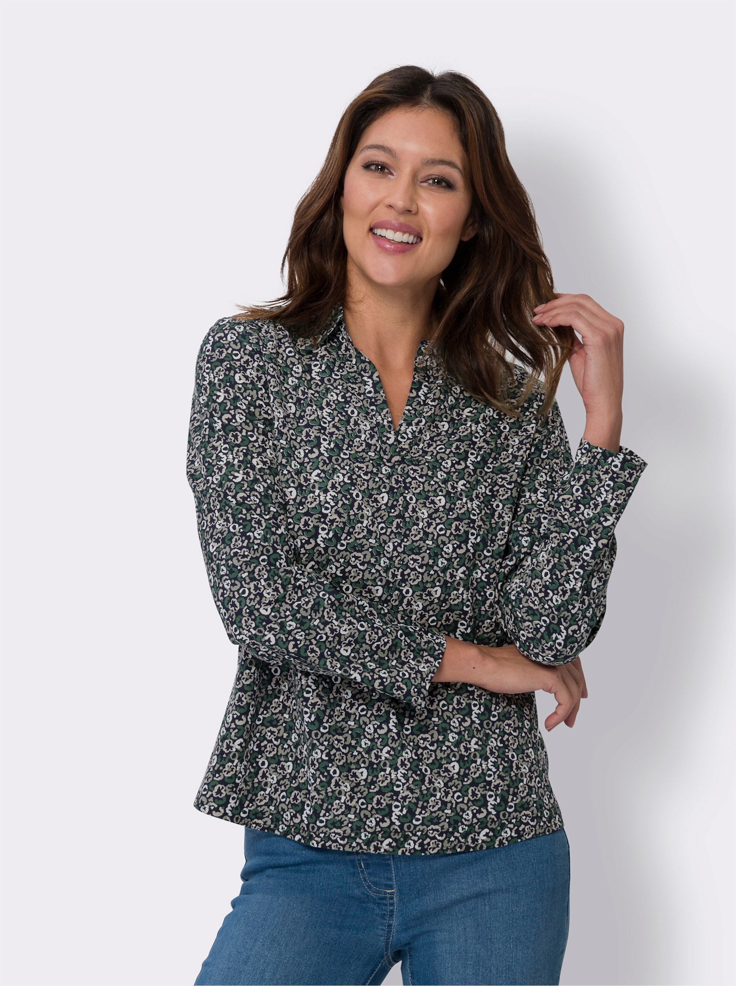 Schlupfbluse mit Blümchen-Muster