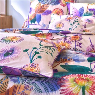 Linge de lit fleurs multicolores