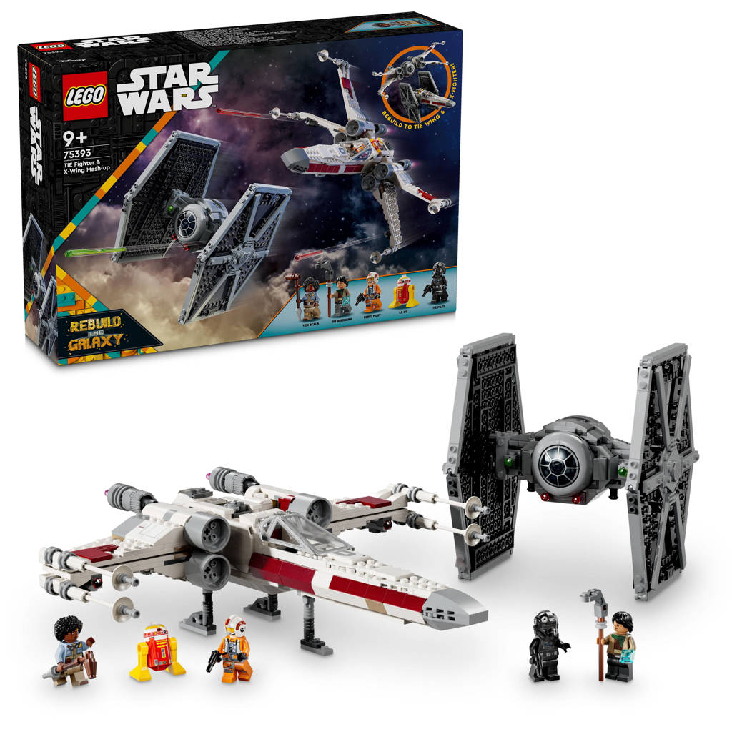2 starwars sets in 1 setTIE Fighter en X-wing combi, Bouwbaar Starfighter Ruimteschip Speelgoed 75393 Star Wars TM