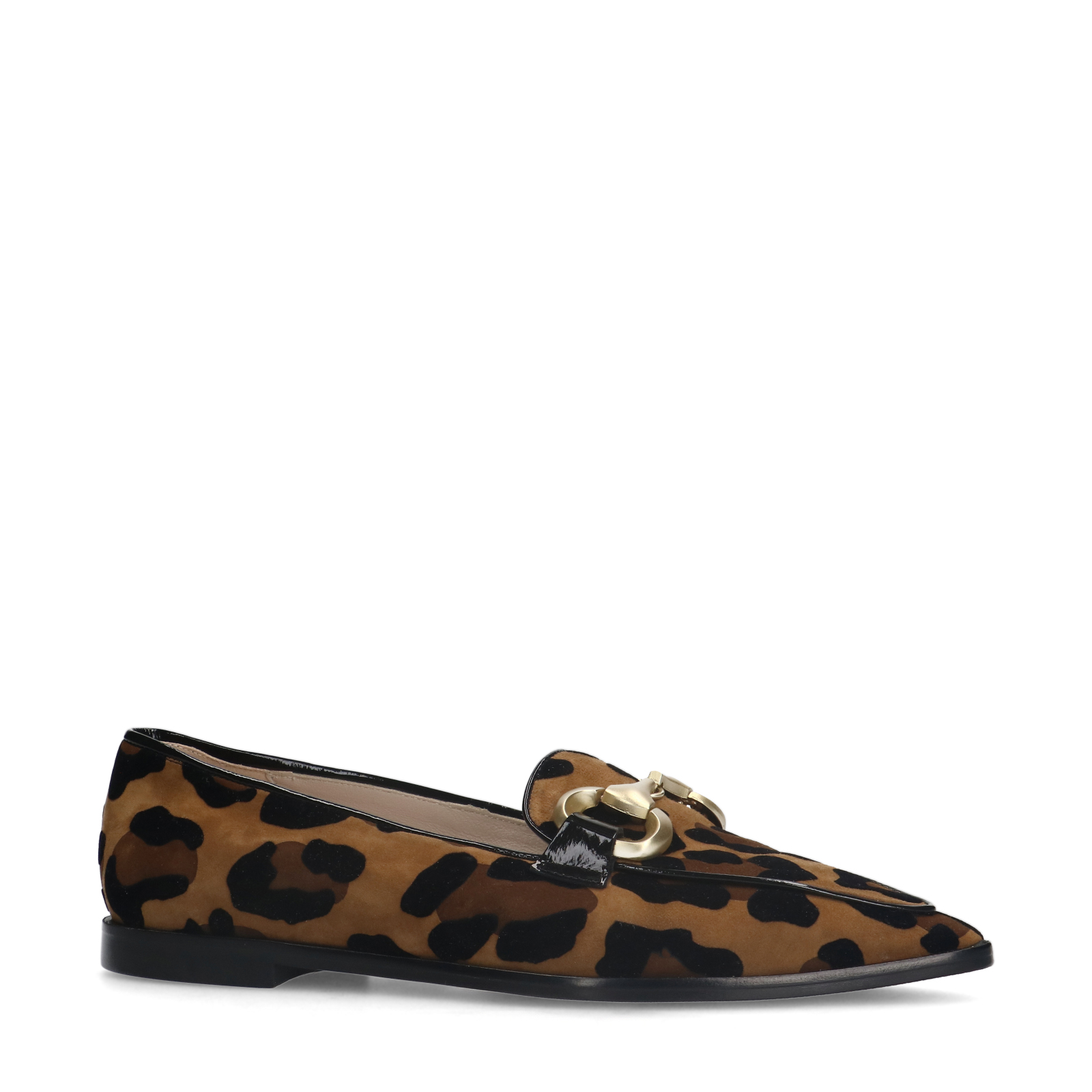 Suède panter loafers met gouden chain