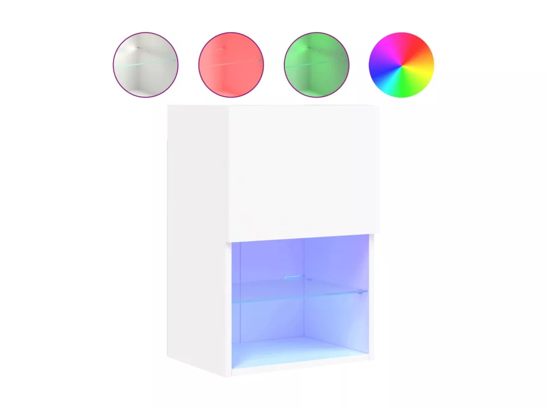 Meuble TV avec lumières LED blanc 40,5x30x60 cm
