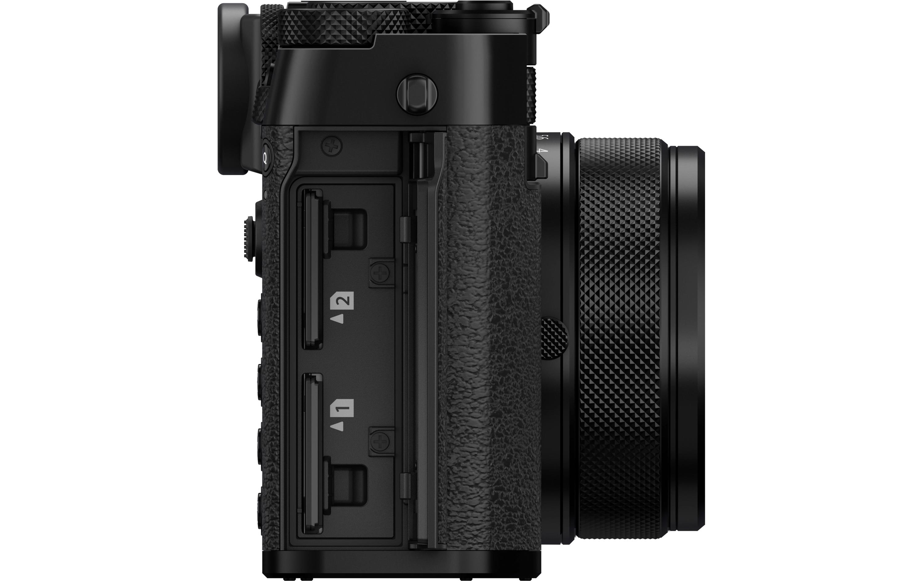 Fotokamera GFX 100RF Schwarz<br>GFX-Kamera mit fest verbautem Objektiv und bringt die Mittelformat-Bildqualität in ein ultrakompaktes Design