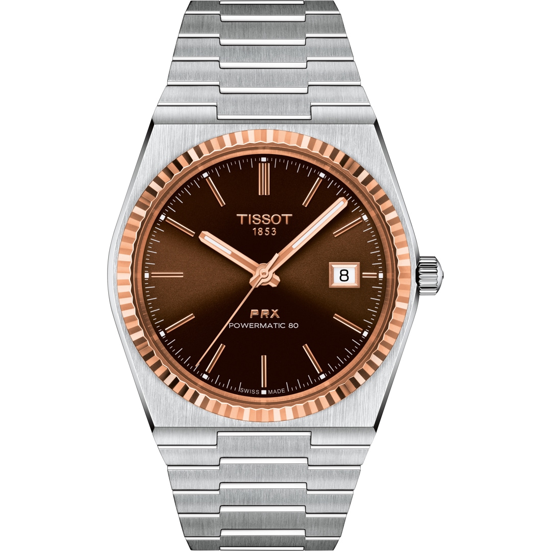 Tissot PRX 40 205 Powermatic 80 Braun / 18 Karat Roségold