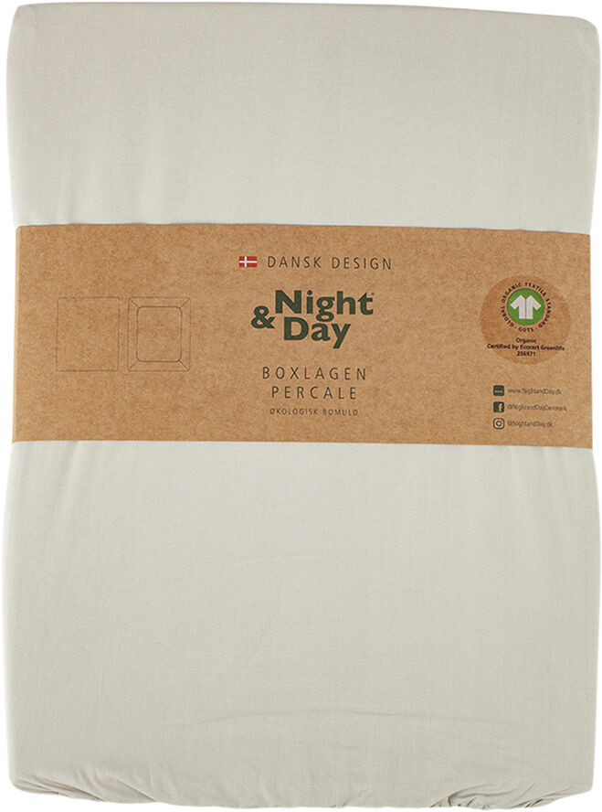 Night & Day Økologisk boxlagen, percale - GOTS, sand Sand