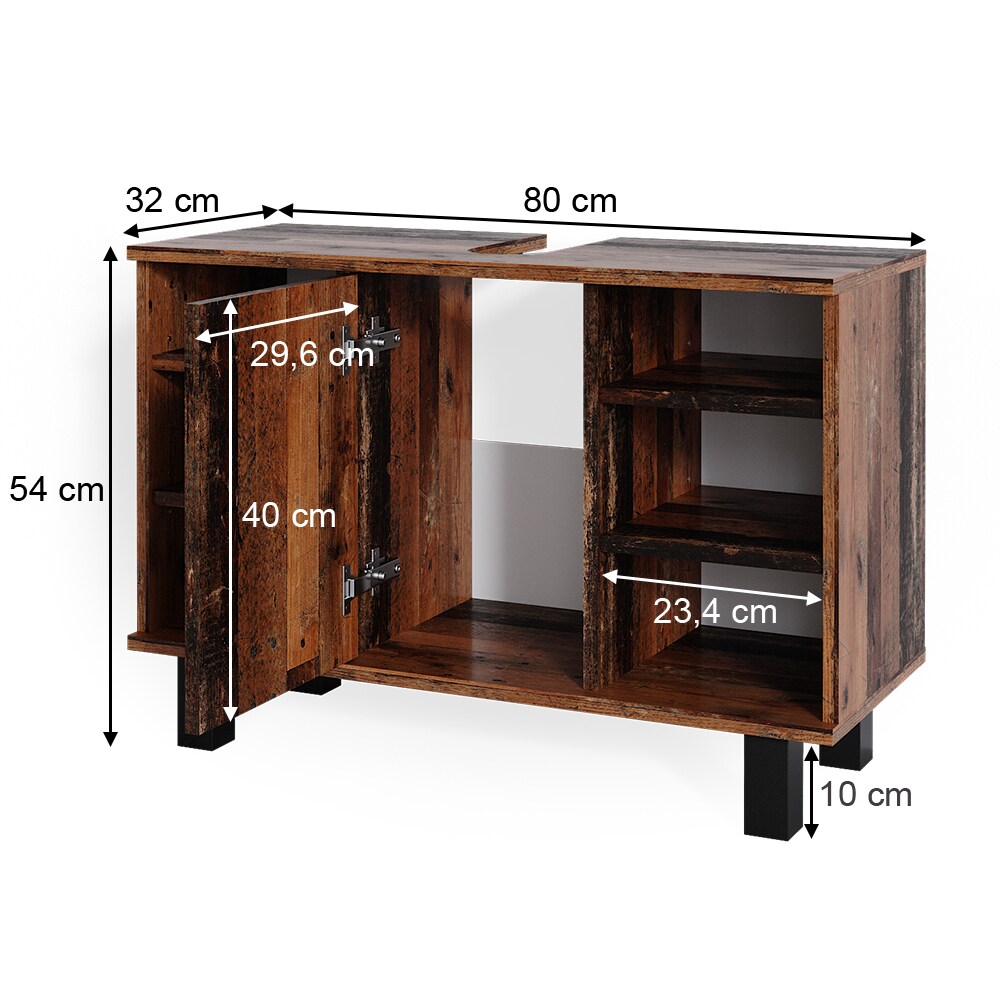 Vicco Waschtischunterschrank Badschrank Waschbecken Fynn Old Style Badmöbel 80cm