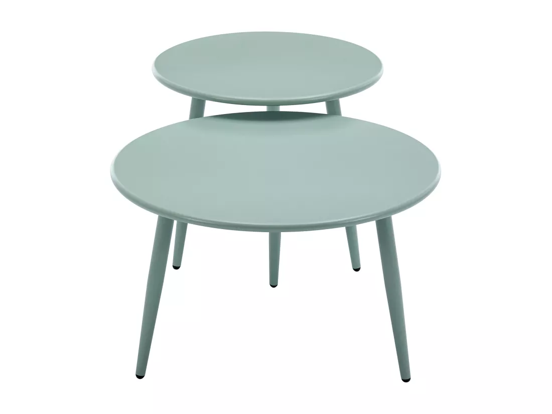 Salon de jardin en polypropylène et métal : un canapé 2 places, 2 fauteuils et 2 tables basses - Vert amande - LOYNA de MYLIA