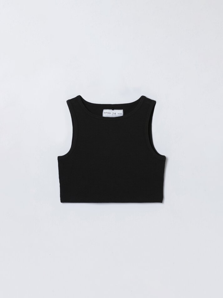 Conjunto de top canelado e shorts - Preto