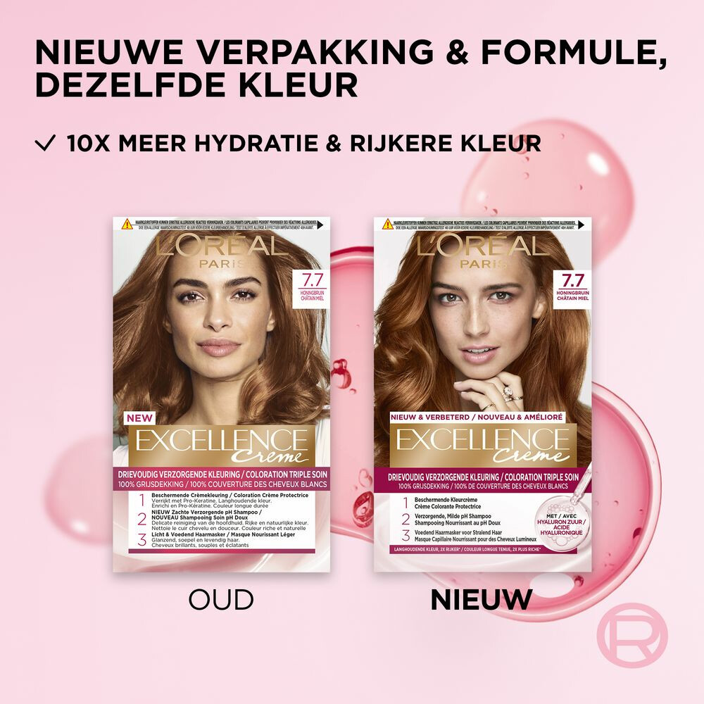 L'Oréal Excellence Crème Permanente Crèmekleuring 7.7 Honingbruin