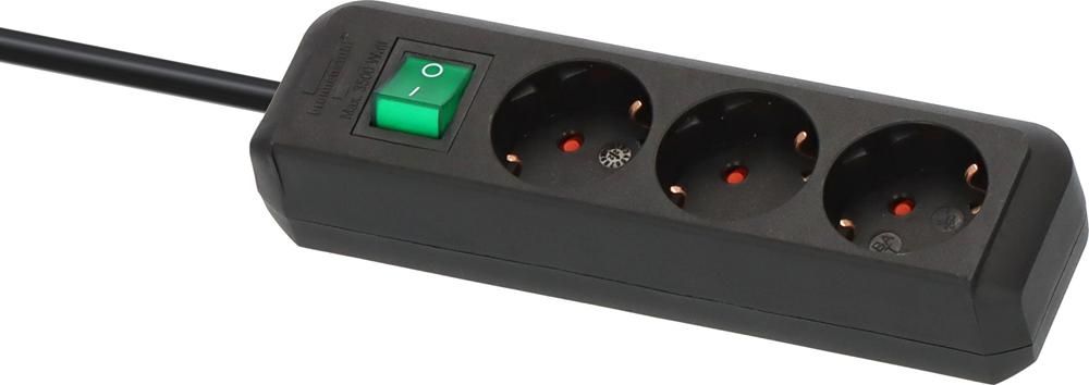 Brennenstuhl Eco-Line Stekkerdoos met Schakelaar Zwart 3m H05VV-F 3G1,5 - 1152300400