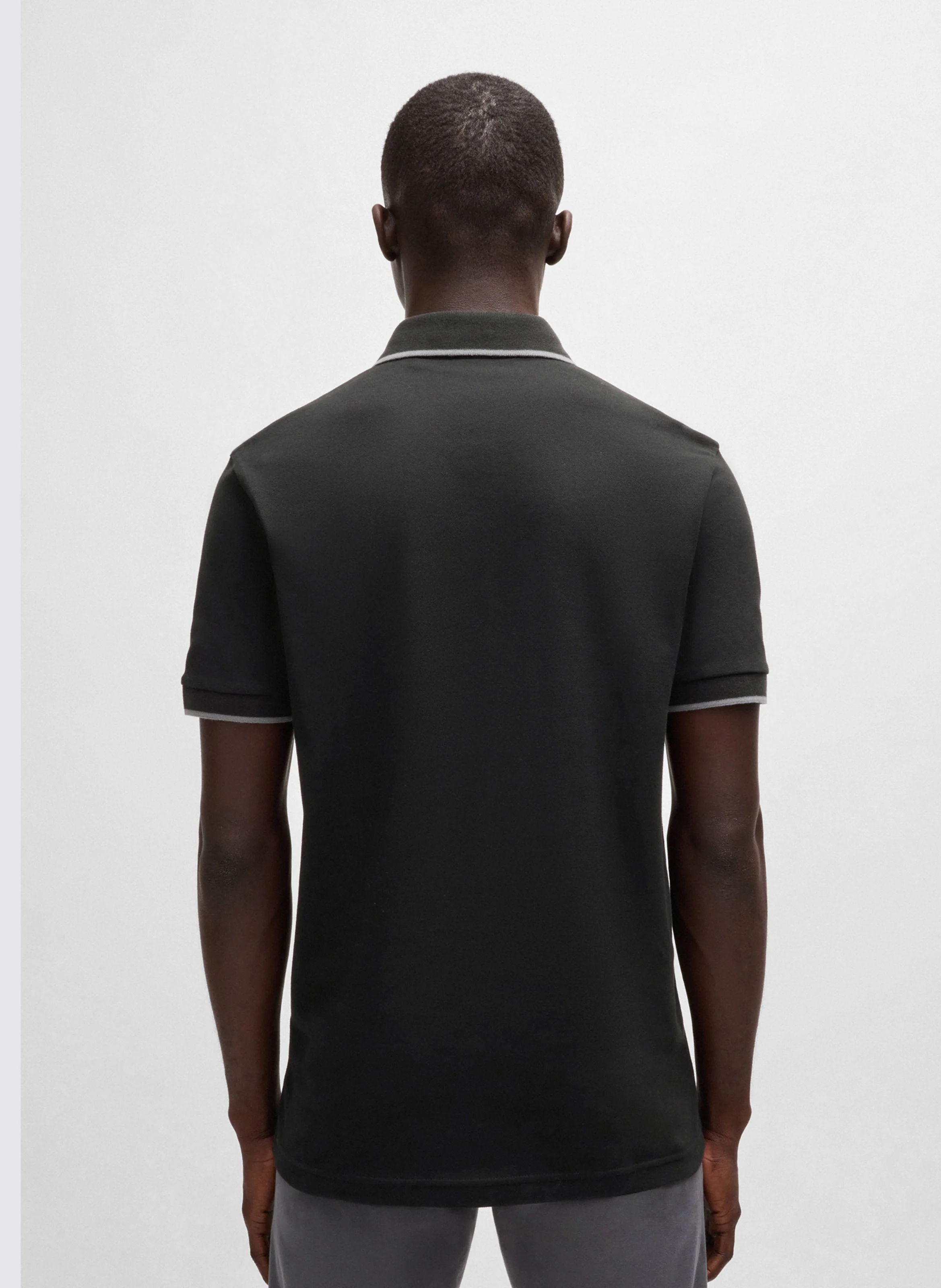 Polo slim-fit en coton stretch | Noir