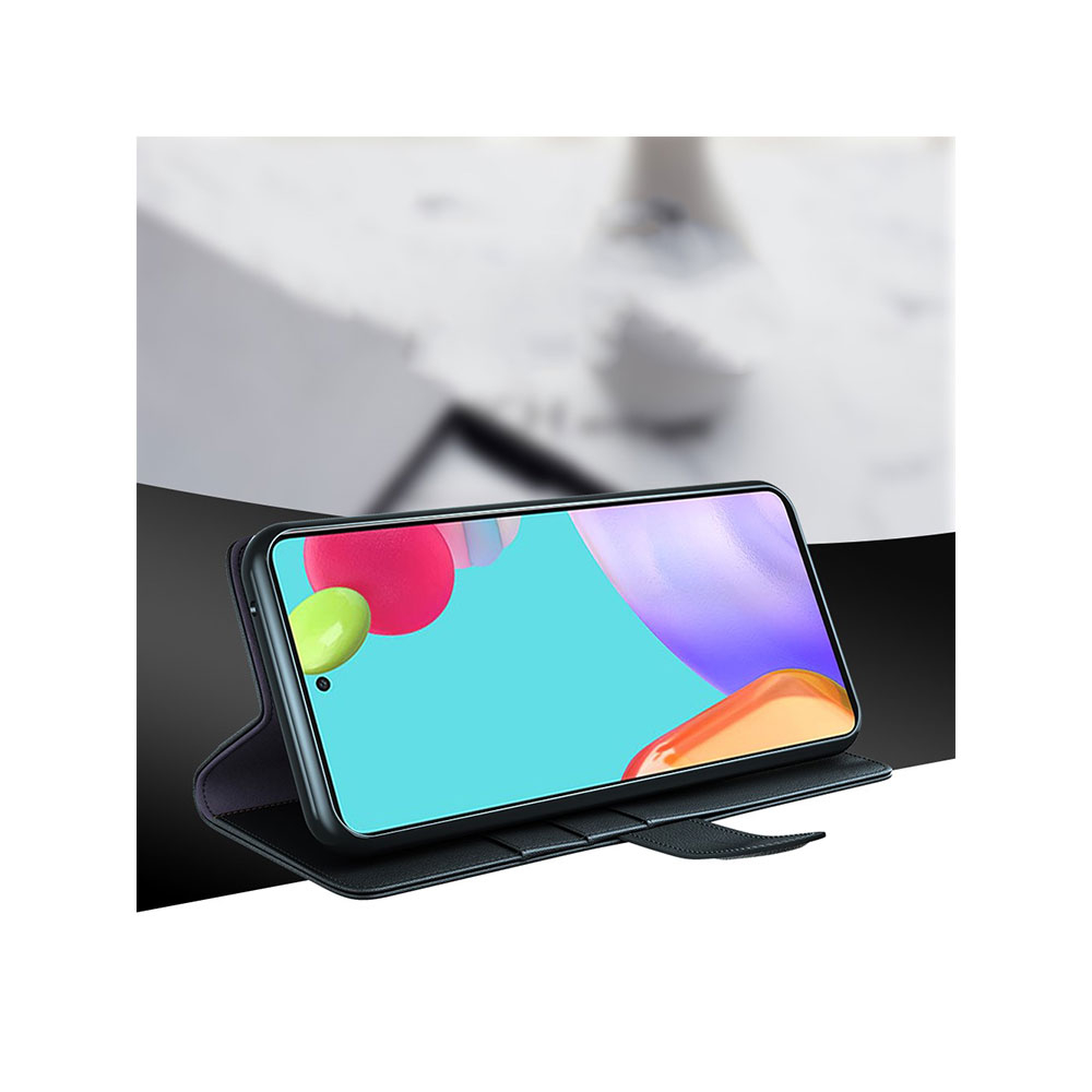 Samsung Galaxy A52s 5G / A52 (5G) Echtleder Tasche Hülle Flip Cover mit Kartenfach - Schwarz