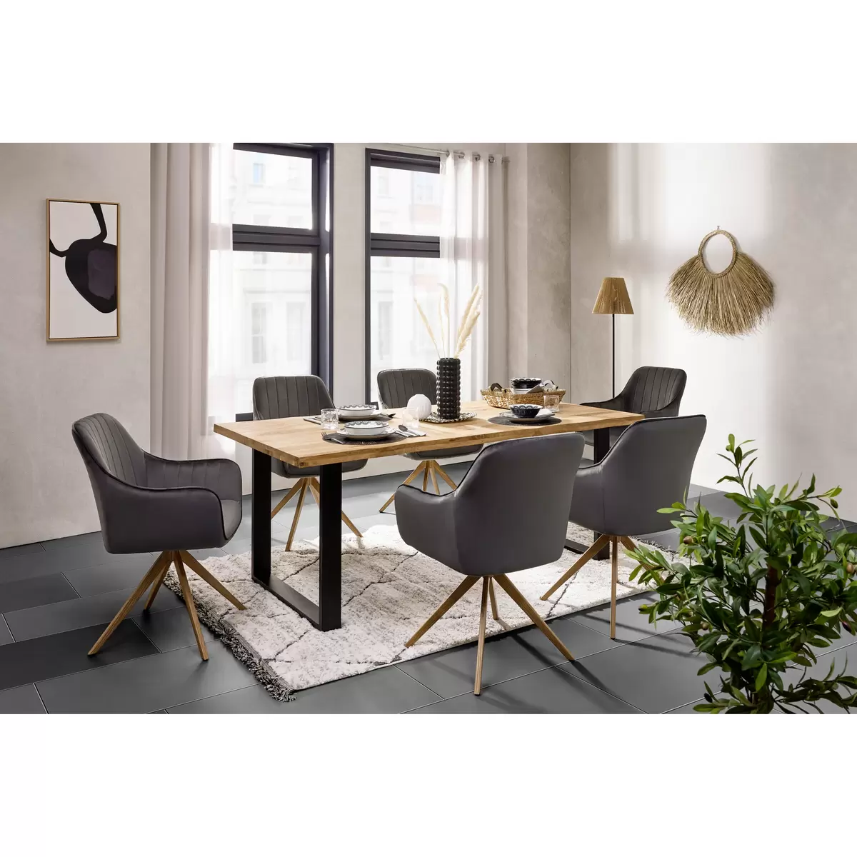Esstisch James Wood 200 schwarz,Eiche