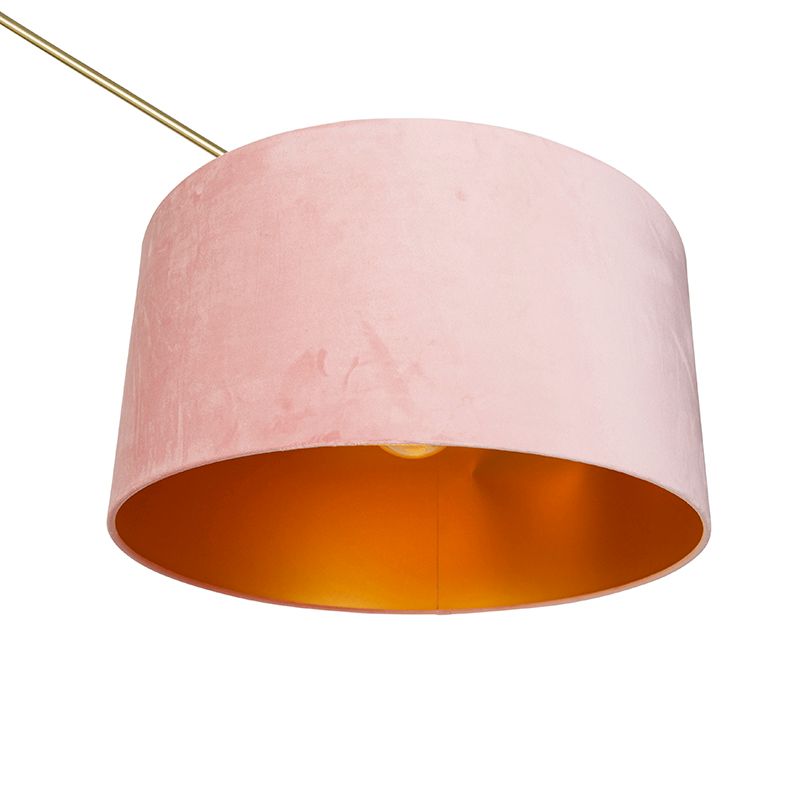 Moderne vloerlamp goud velours kap roze 50 cm - Editor