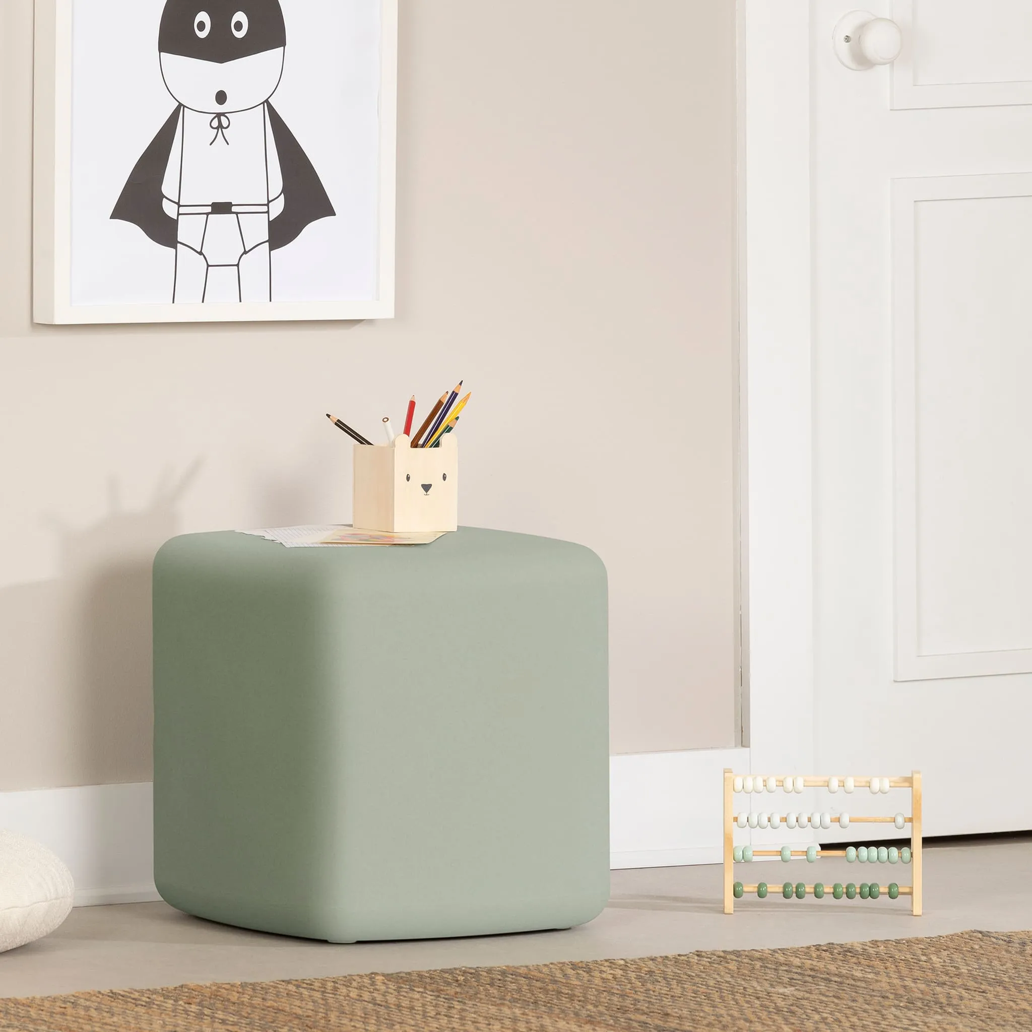 South Shore Table de Nuit  Tabouret pour Enfants - Sweedi Vert Sauge