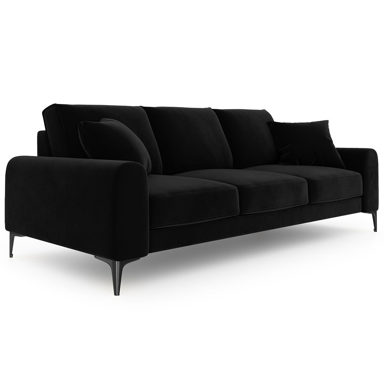 Mazzini Sofas Canapé Velours Madara noir - 222x102x90 cm