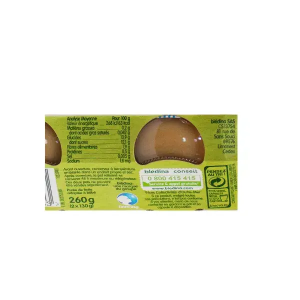 Compota de Maçã, Banana e Kiwi Blédina Organic Harvests em Pote +6m 2 x 130g