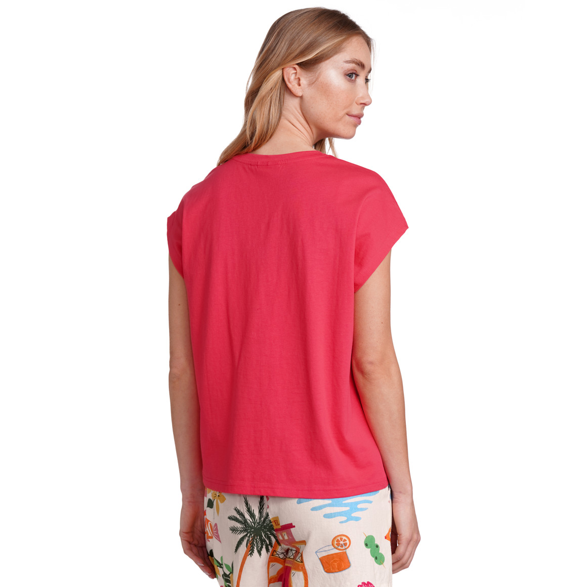 Jonas Nielsen Damen T-Shirt mit überschnittenen Ärmeln pink