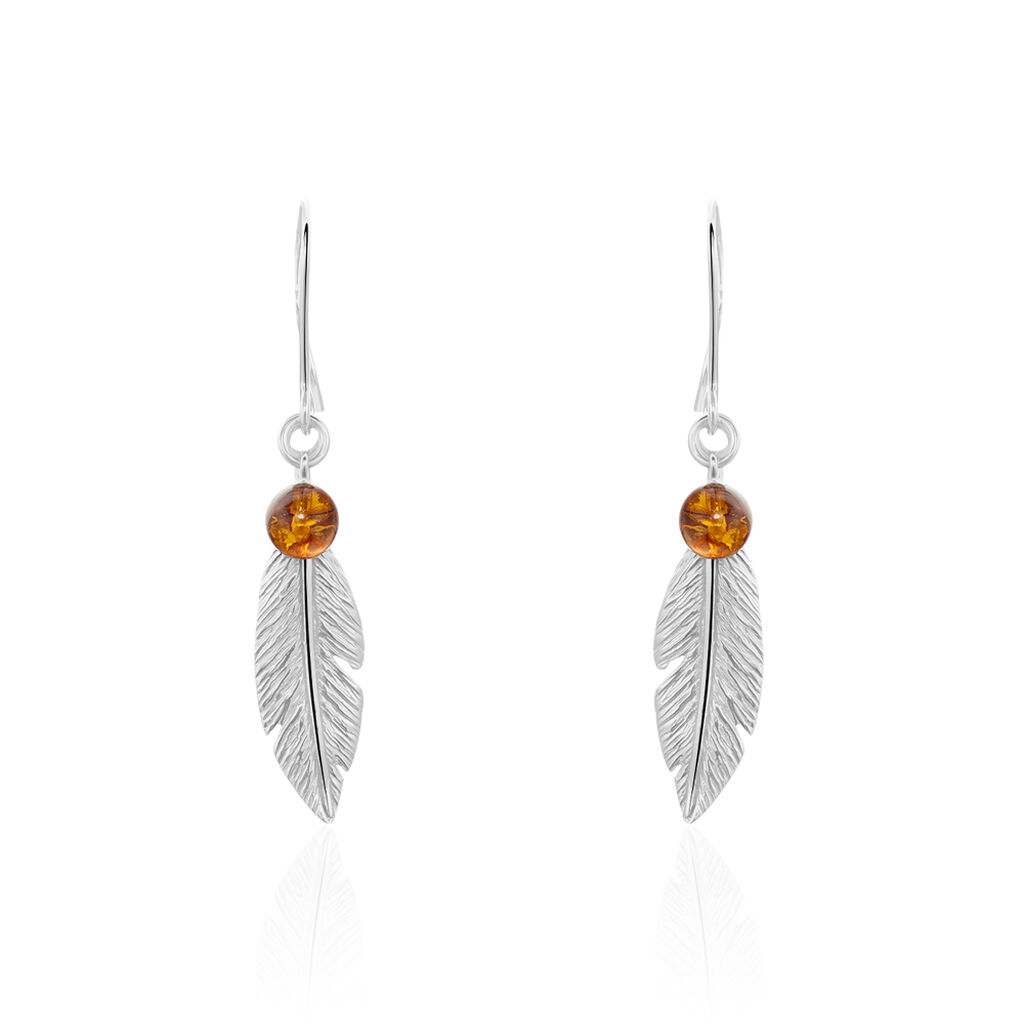 Boucles D'oreilles Pendantes Argent Blanc Adriane Ambres