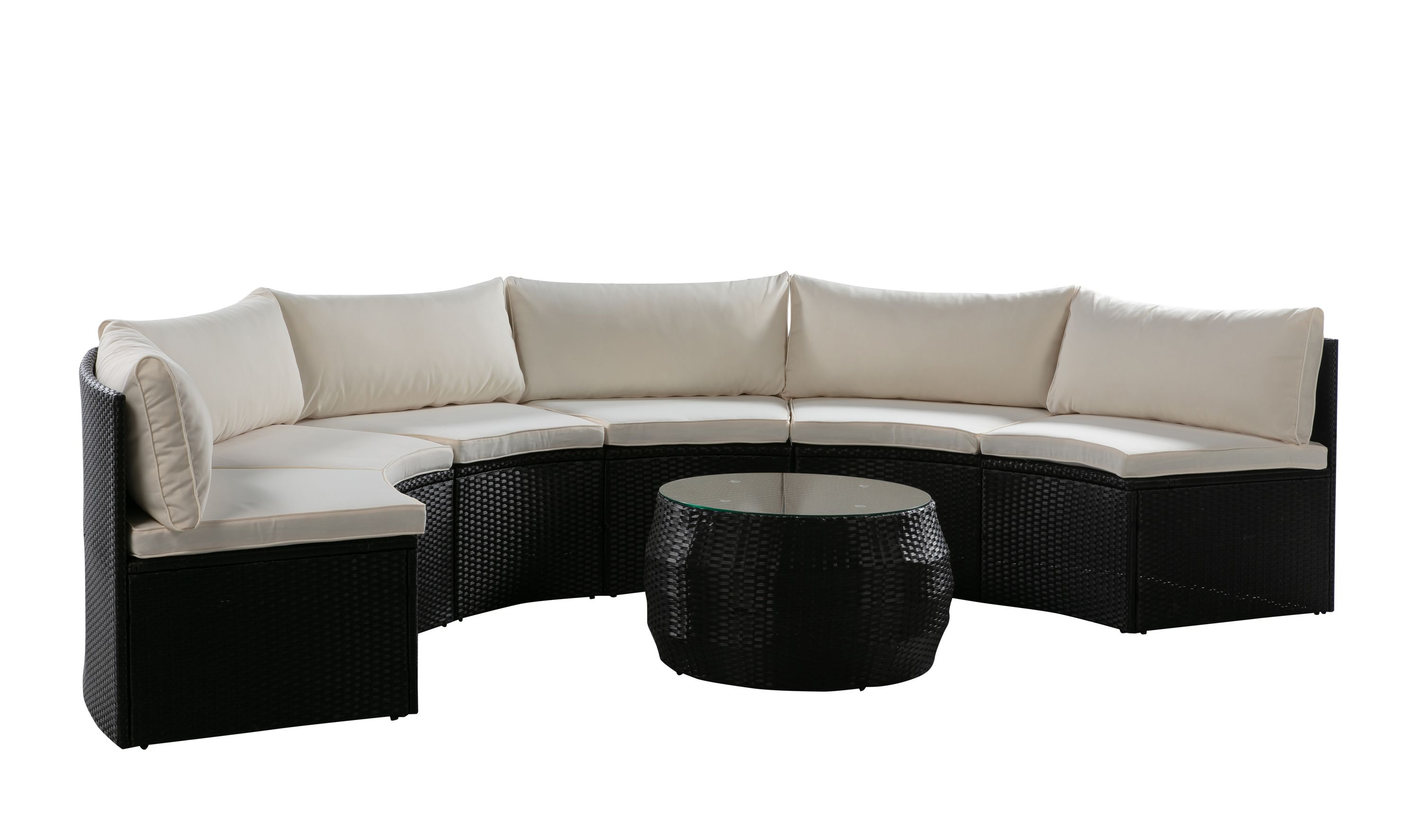 Rattanlounge SEASIDE schwarz/weiss