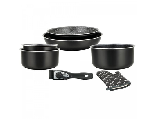 HERZBERG - Ensemble poêles HG-8053: Batterie De Cuisine 7 Pièces Revêtue De Marbre Avec...