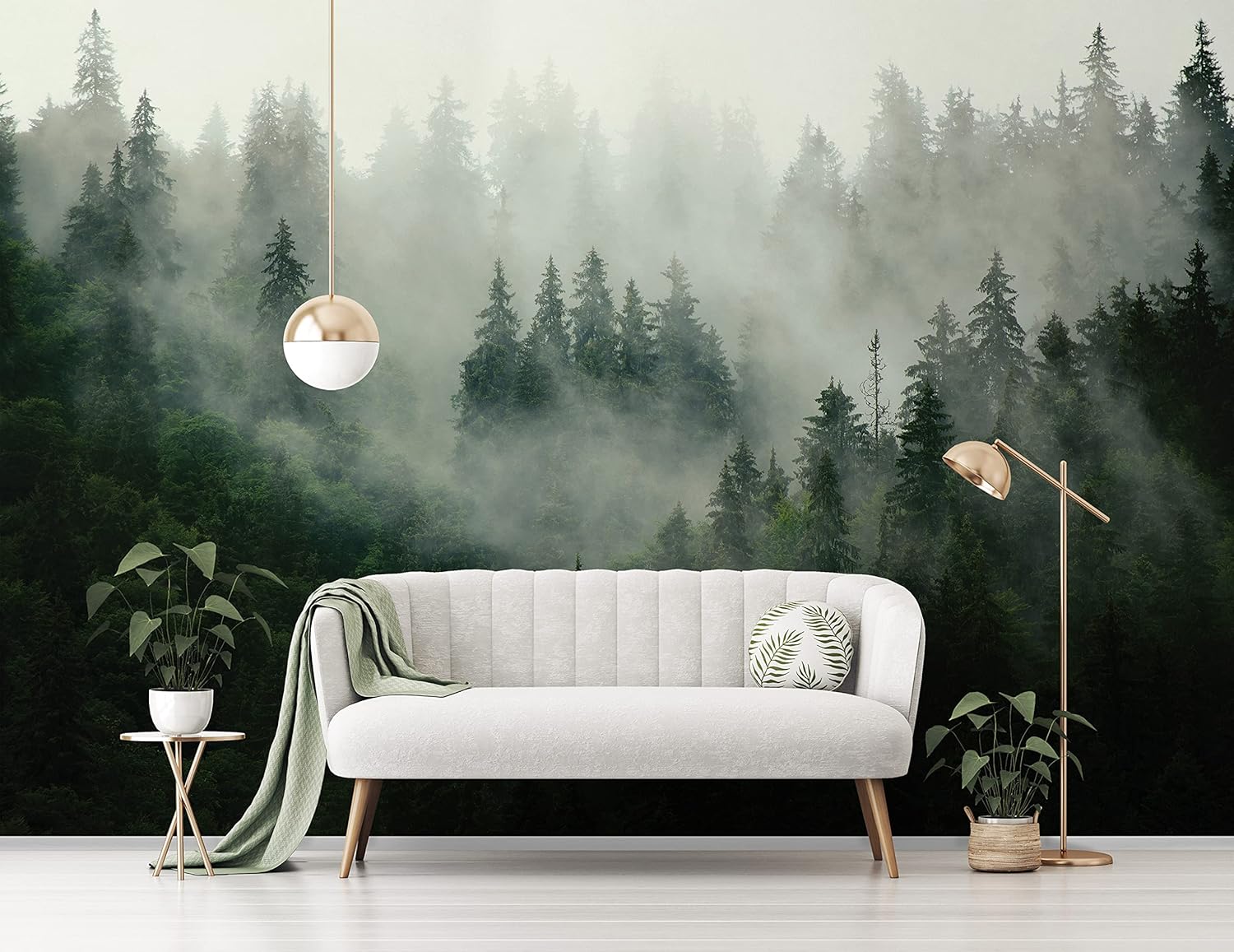 WallArena - Vlies Fototapete Wald Nebel Landschaft Grün Natur Bäume 368x254 cm - Fototapeten - Tapeten - für Wohnzimmer Schlafzimmer - Vliestapete Wandtapete Tapete 3D Effekt- inkl. Kleister