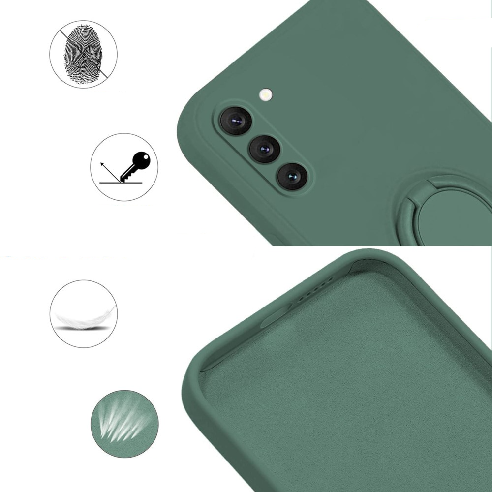 Samsung Galaxy S23 5G Silikon Case Hülle   Magnetischer Kickstand Haltering - Grün (Matt)