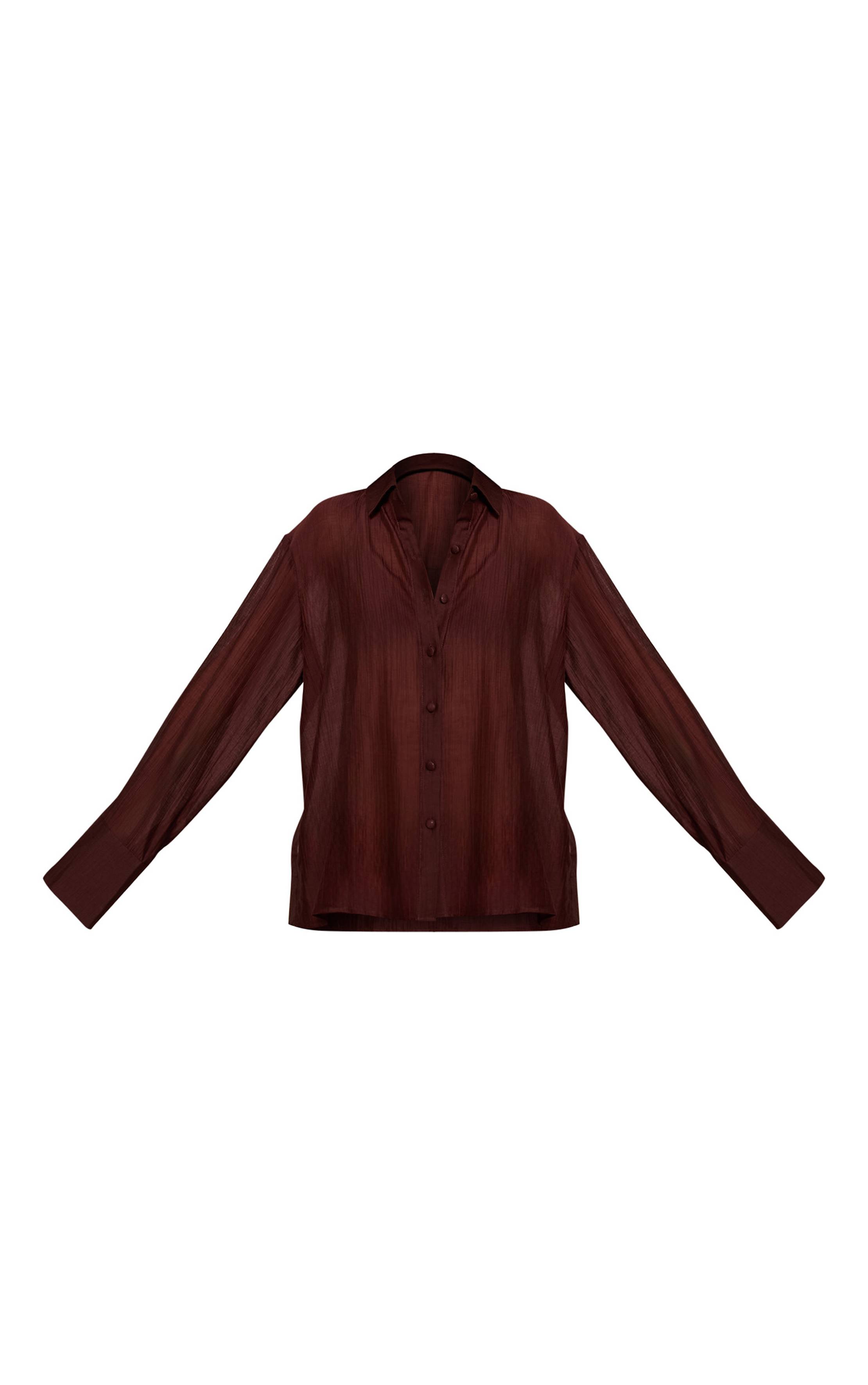 Chocolat Chemise Oversize Texturée À Poignets Profonds
