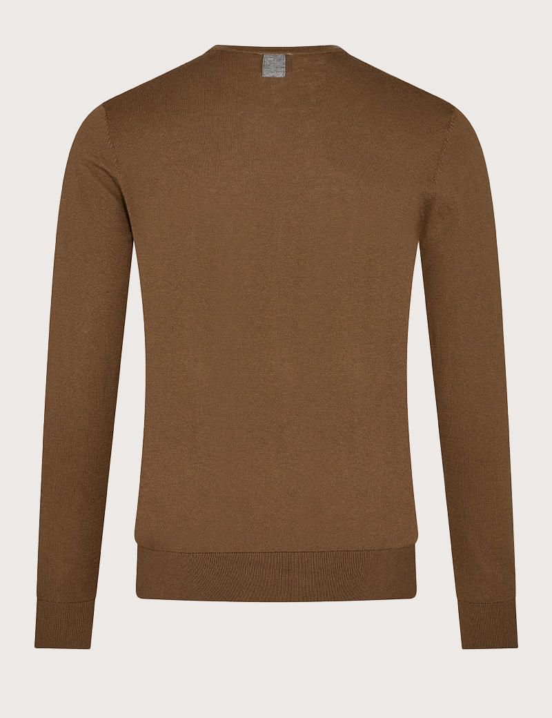 MOS MOSH TRICOT HOMME ADAM SUPIMA MARRON CLAIR