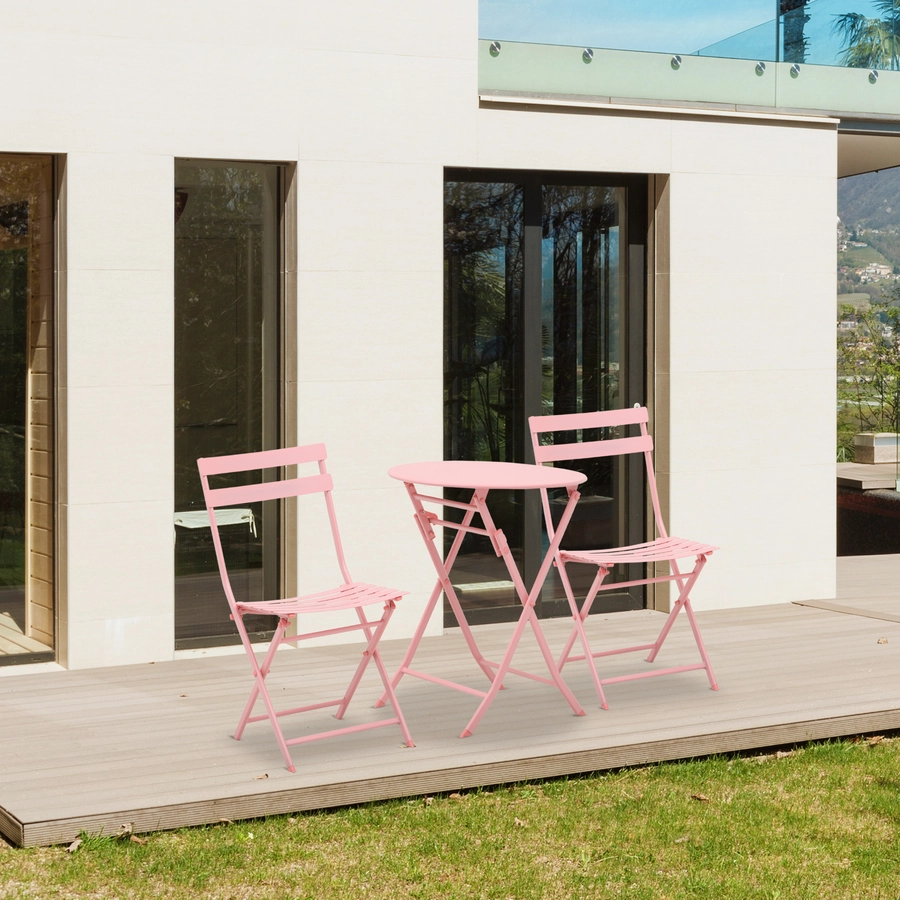 Outsunny Gartenmöbel-Set im kompaktem Design rosa