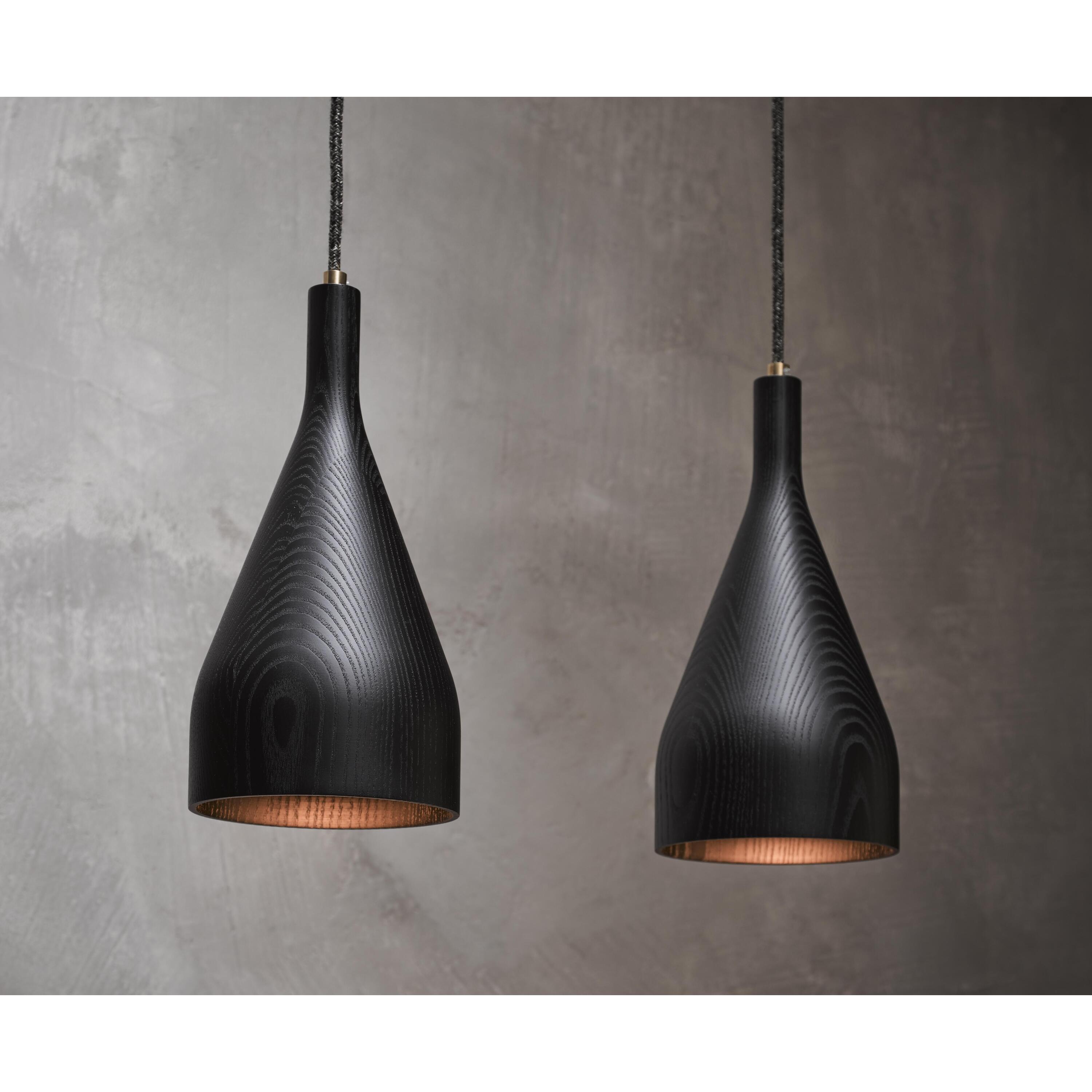 Timber hanglamp medium Ã10 walnoot, zwart snoer