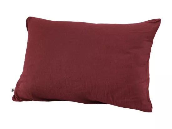 OUREA - Taie d'Oreiller 50x70cm Gaze de Coton Lie de Vin