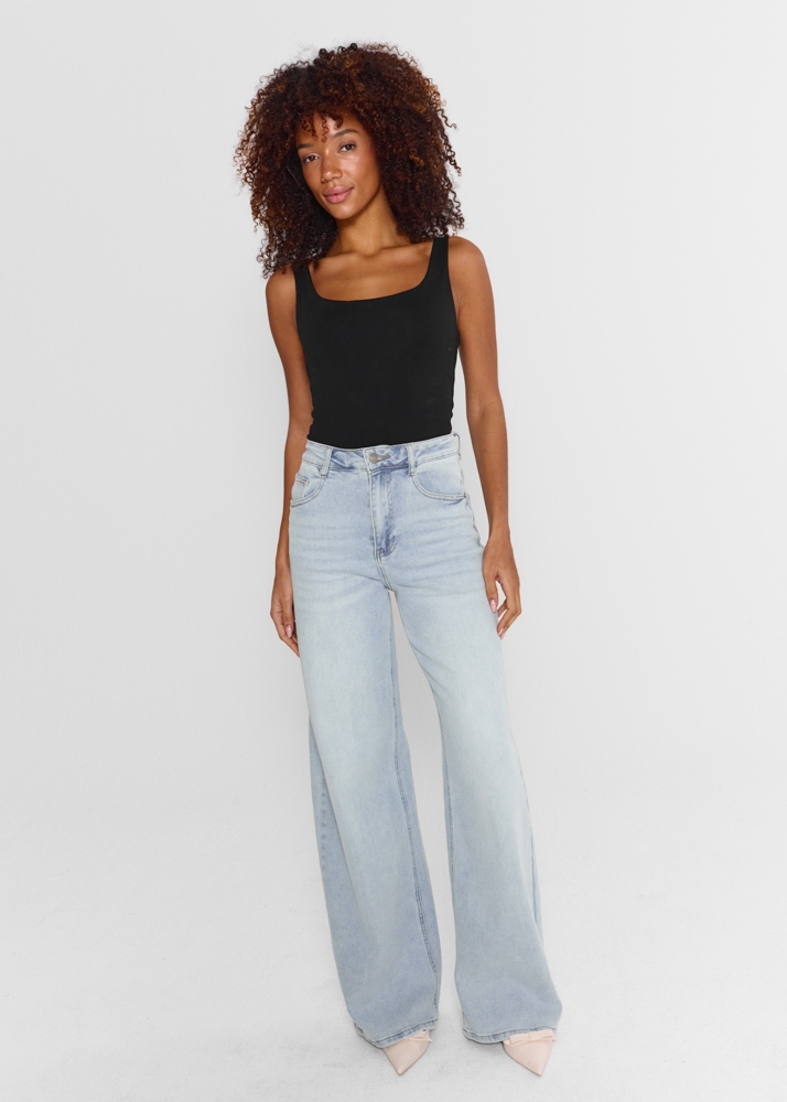 Wide leg stretch jeans breeze blauw
