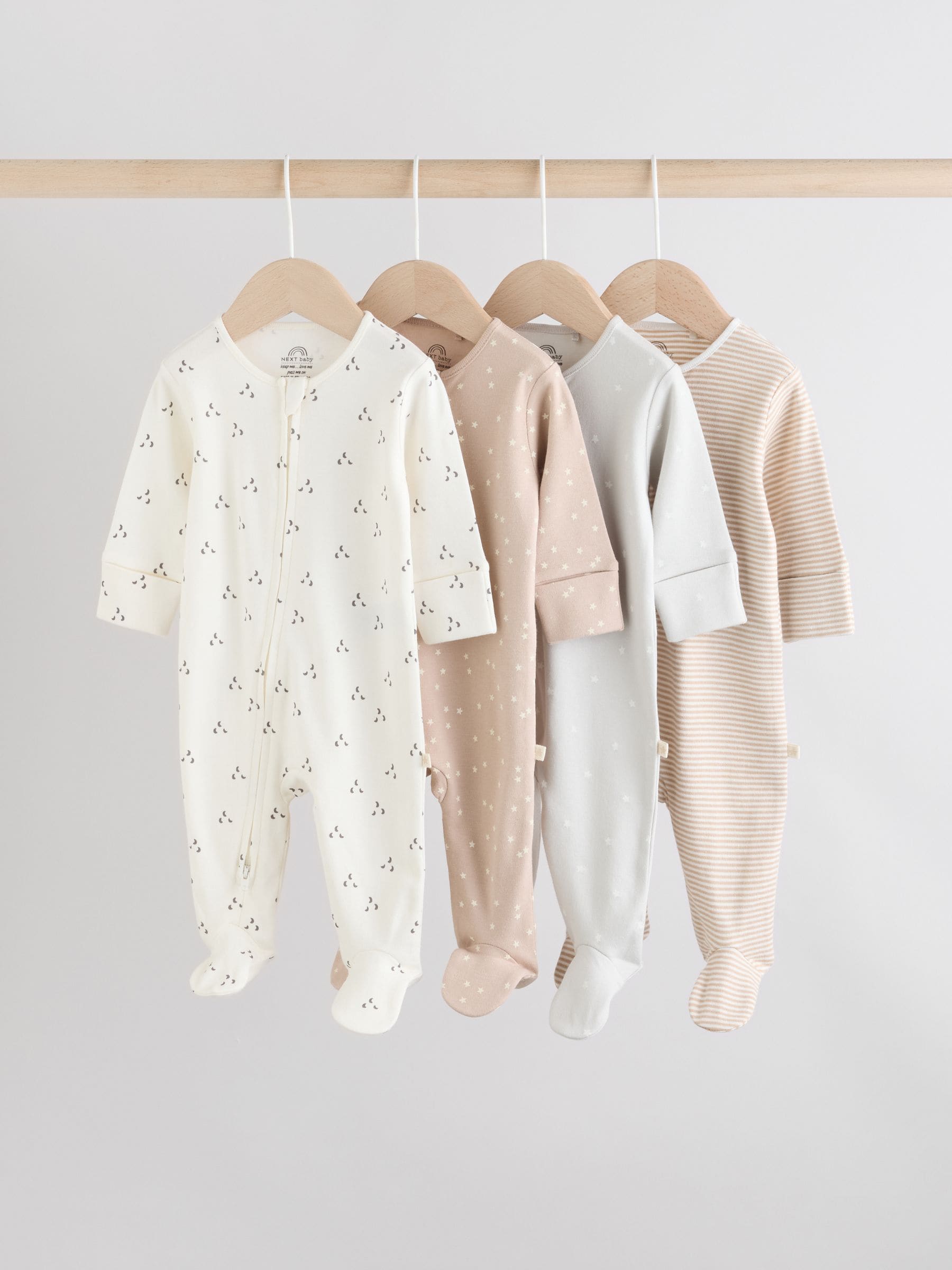 Crème - Babypyjama's met tweewegrits (0-2jr)