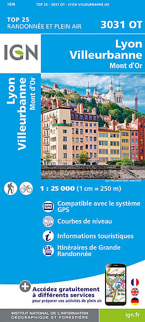 IGN - TOP25 3031 OT LYON VILLEURBANNE 1 25 000