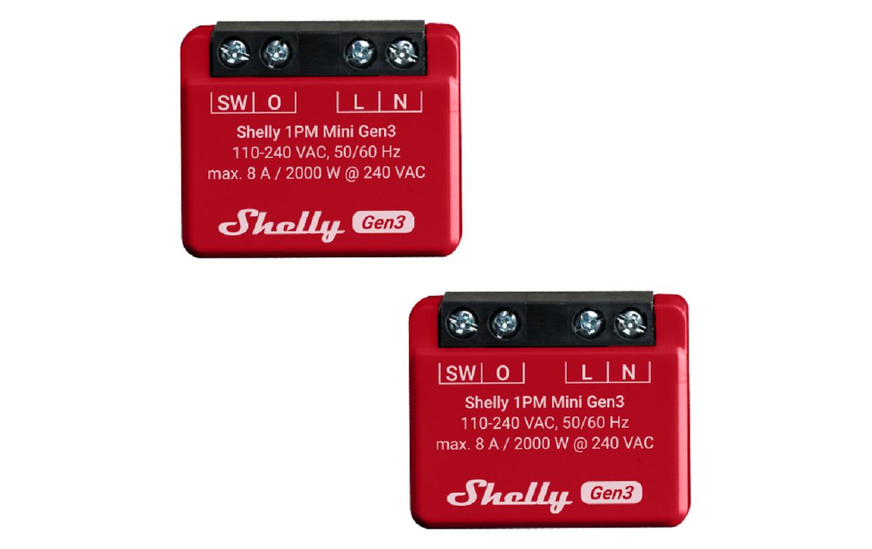 WLAN-Schaltaktor Mini PM Gen3, 2 StückWLAN-gesteuerter intelligenter Schalter, 1 Kanal 8 A, mit Leistungsmessung