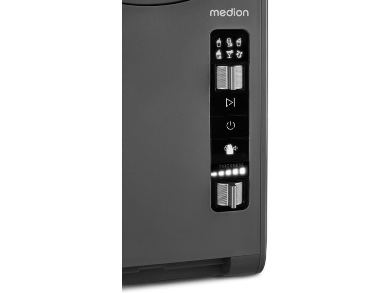 Medion Glacemaschine Slush Ice Maker, 2.6 l, Grau Leistungsstarke Slush-Eis-Maschine mit Kompressor für schnelles Gefrieren und einfache Reinigung, ideal für Cocktails und Milchshakes