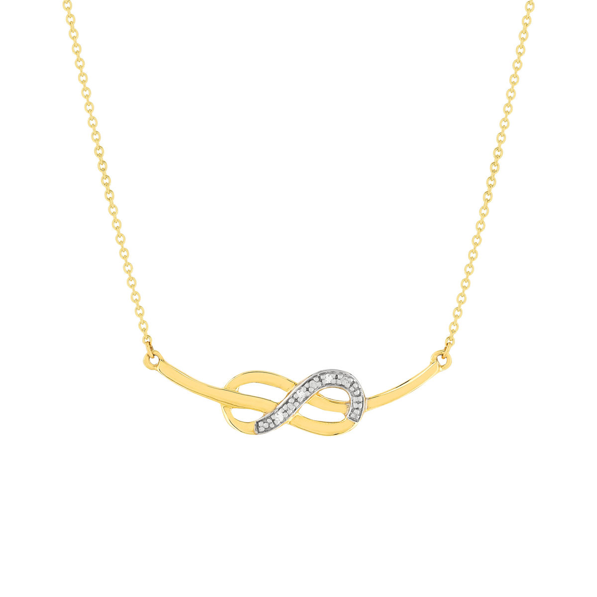 Collier or jaune 375 2 tons diamants infini 45 cm